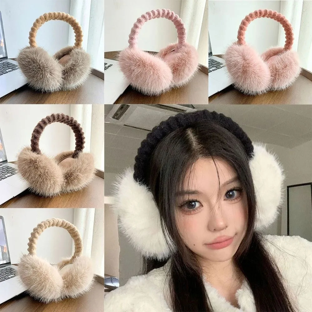 plush earmuffs with soft hairbands to warm the ears and provide cold protection to keep them warm for women 241107