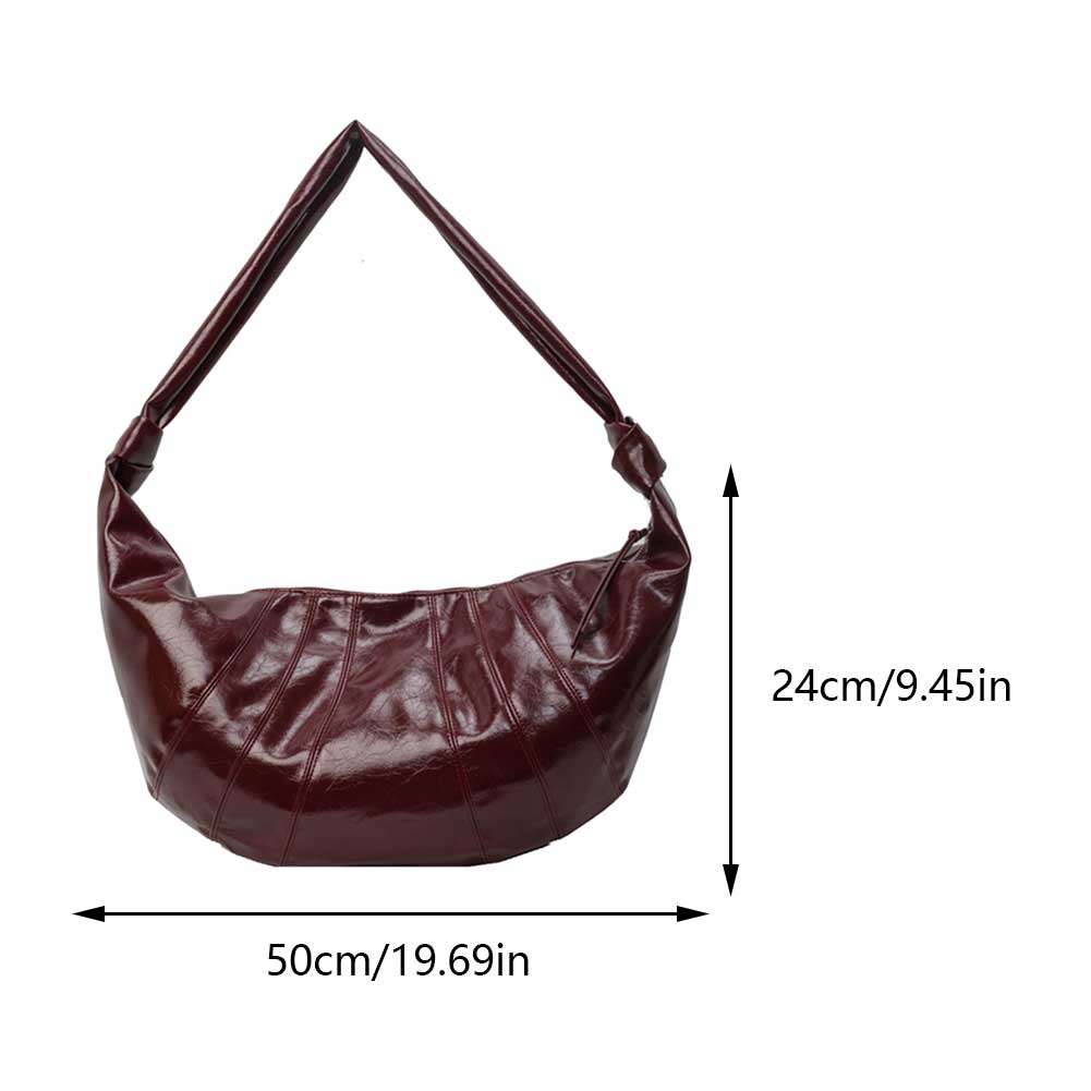 Crescent Shoulder Bag PU Leather Fashion Hobo Bag Solid Color Shoulder Purse Large for Women