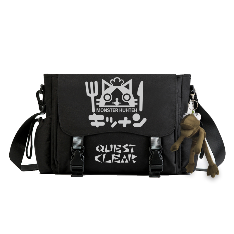 Monster Hunter Cosplay Oxford Crossbody Messenger Student School Shoulder Black Bags Teenager Fashion Casual Travel Outdoor Gift