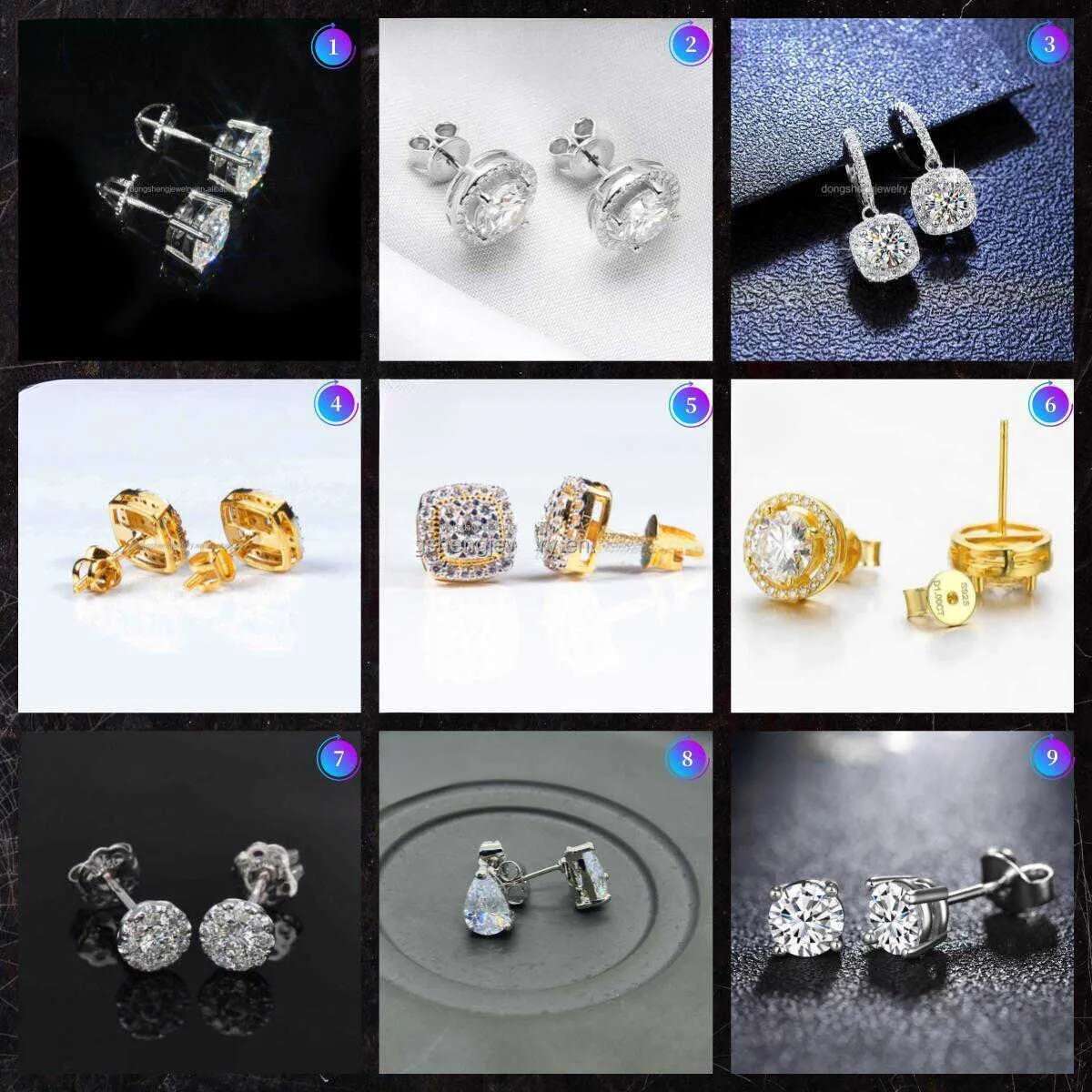 Custom Fashion Finey Jewelry Sterg Sier Earrings Ice Out Vvs Moissanite Dia Earring for Woman Free shipping