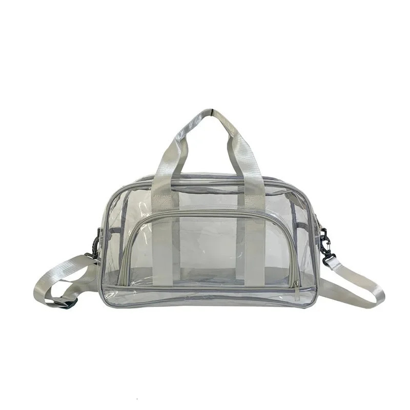 Fitness storage beach bag simple solid color transparent travel bag large capacity transparent PVC travel bag 241107