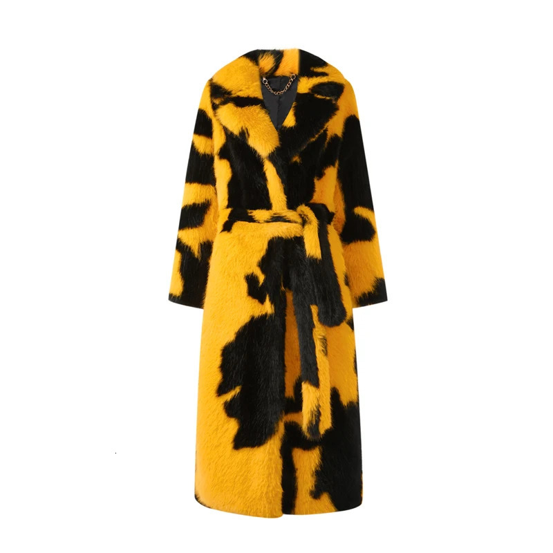 Winter Womens Coat Pattern Comparative Artificial Fur Mink Coat Waist Bag 241107