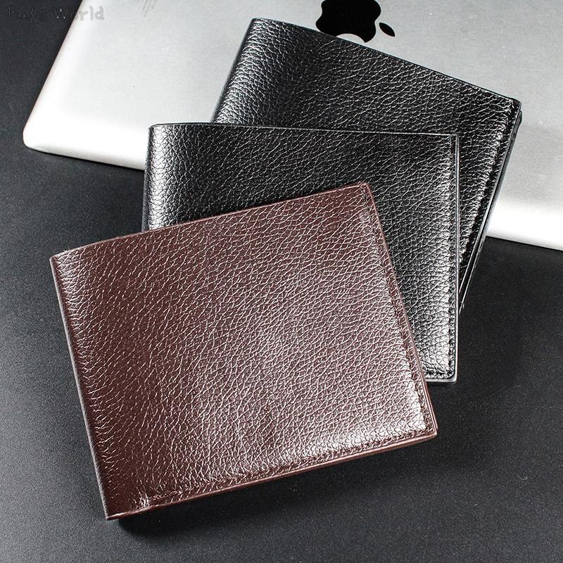 1PC Men's Wallet Genuine Leather Men Wallets Premium Product Real Cowhide Wallets for Man Short Black Walet Portefeuille Homme