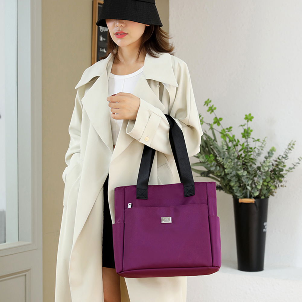 Female Hand Bag Nylon Commute Bag Multi-Pockets Large Capacity Casual Fashion Portable Simple Elegant for Weekend Vacation