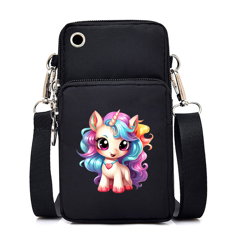 New Fashion Mobile Phone Bag 26 Art Unicorn Alphabet Women Messenger Bag Aesthetics Mini Small Crossbody Bag Coin Purse Handbag