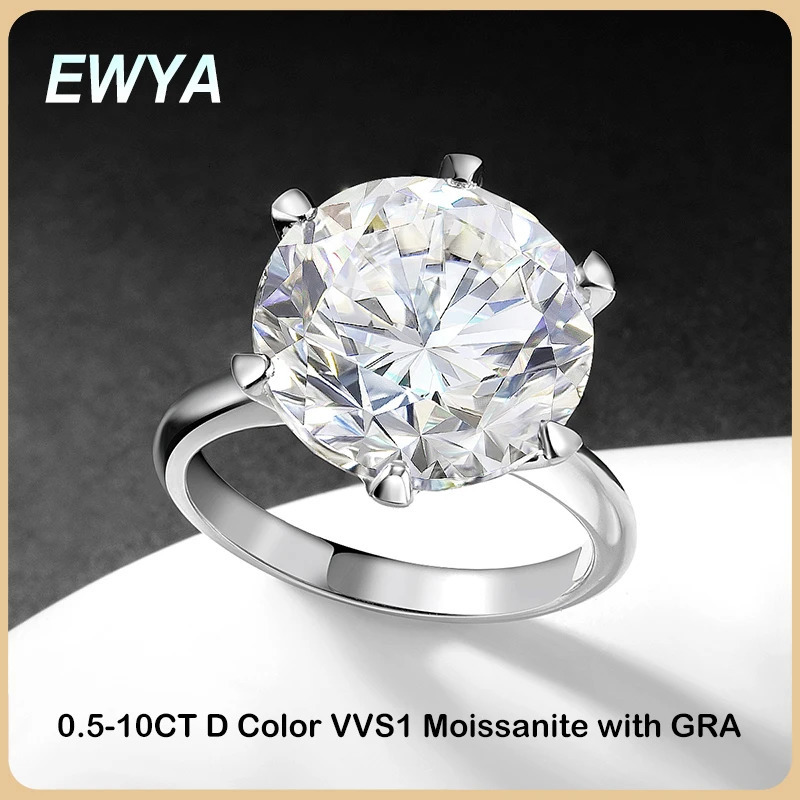 EWYA GRA Certified 0.5-10CT D Colored Silica Card Engagement Ring Womens Silver 925 Wedding Bridal Big Diamond Band 241106