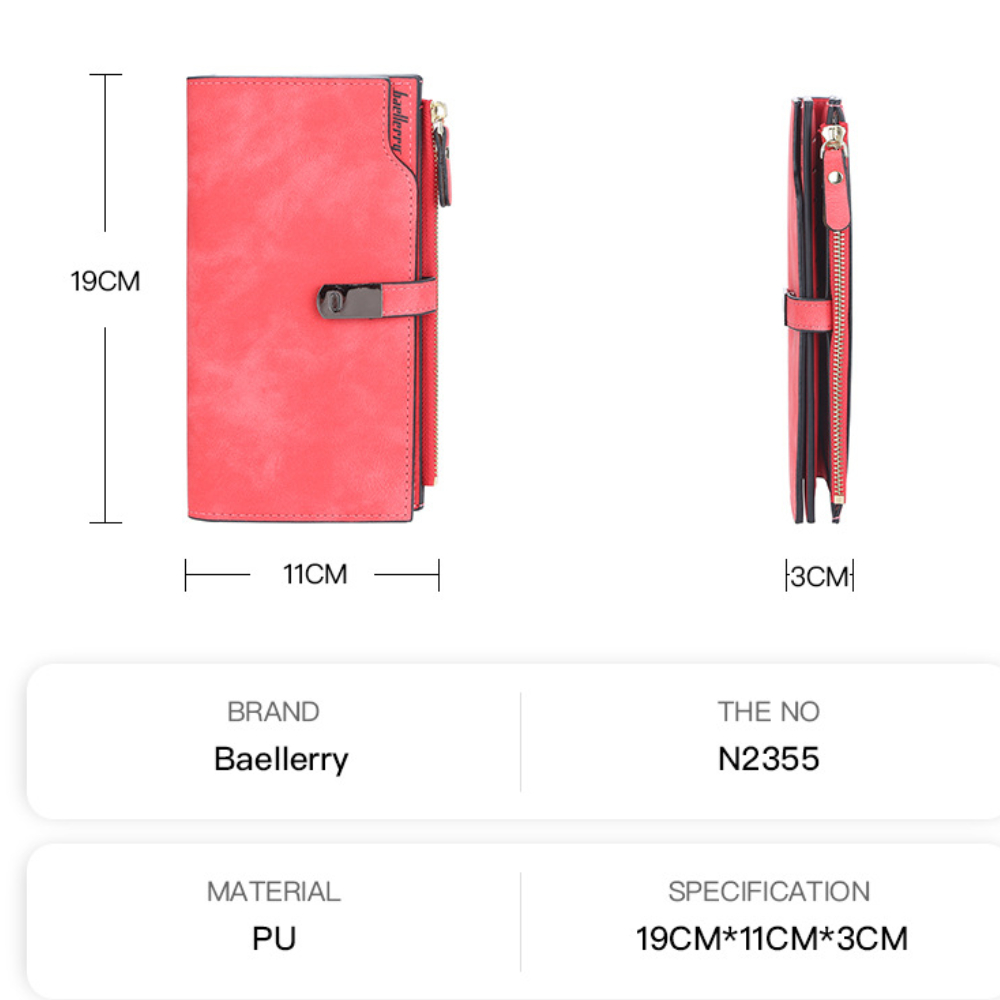 2024 Luxury Brand Women's Wallet Fashion Long Multi-Card Wallets Trendy Nubuck Leather Coin Purse Retro Solid Color Card Holder