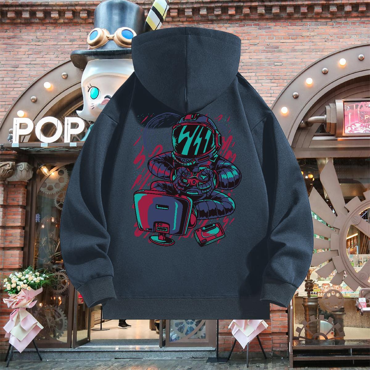Wholesale Hoodie for Men Hooded Collar Long Sleeve Cool Design Men Tops Hoodie Floral Print Hoody Hip Hop Street Warm Fleece