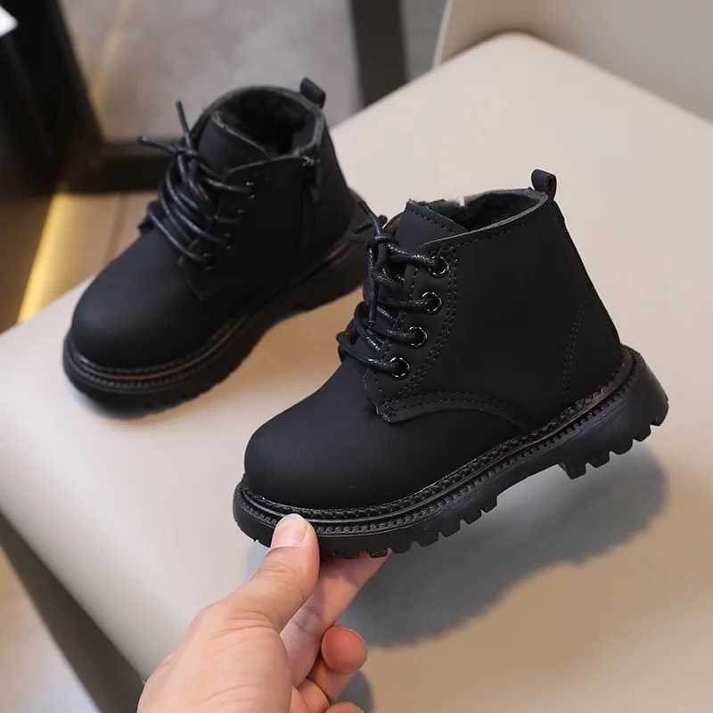 Plus Velvet Warmth Short Boots Boys Girls All-Match Autumn Non-Slip Comfortable Simple Side Zipper Design Winter FashionXJ241206