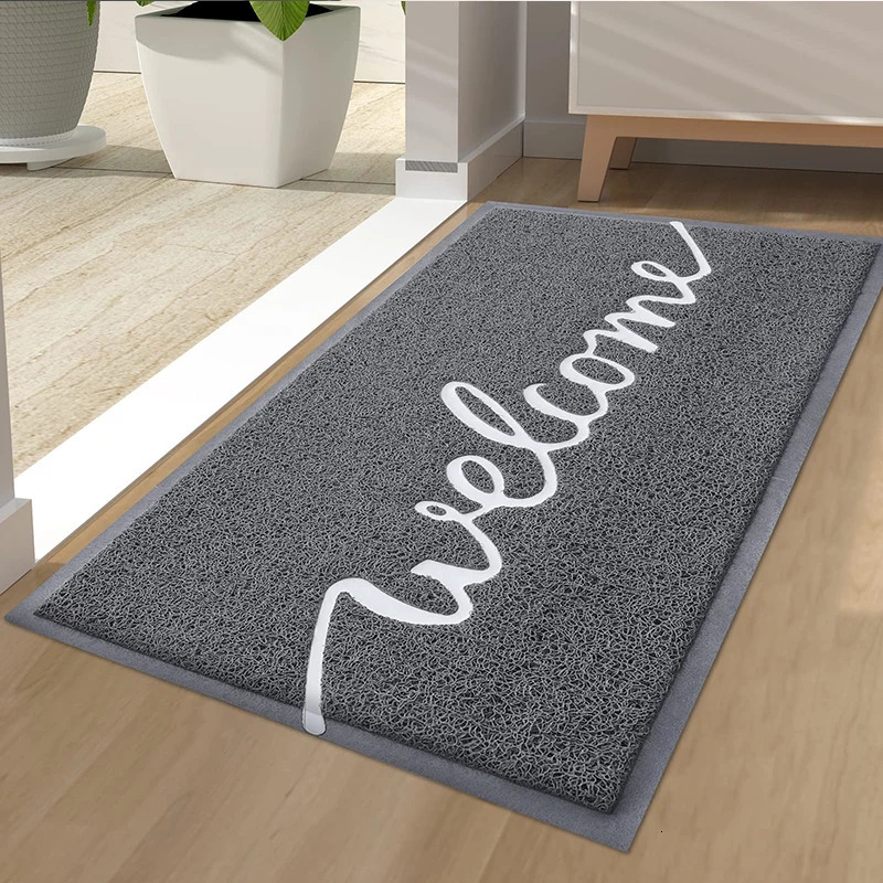 Homaxy Welcome Entrance Lettered PVC Door Mat Indoor Non Slip Rubber Dirt Trap Absorbent Washable Floor 241107