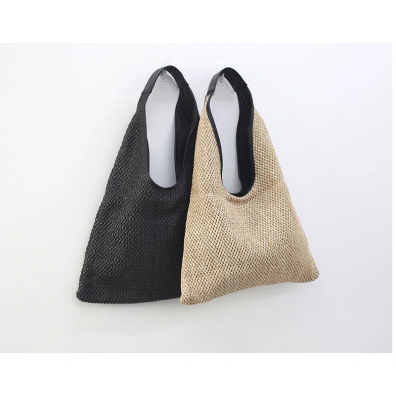 Summer Handmade Bags Shoulder Bags Women Beach Weaving Ladies Straw Bag Armpit Bag Moon Shaped Top Handle Purses Handbag Totes