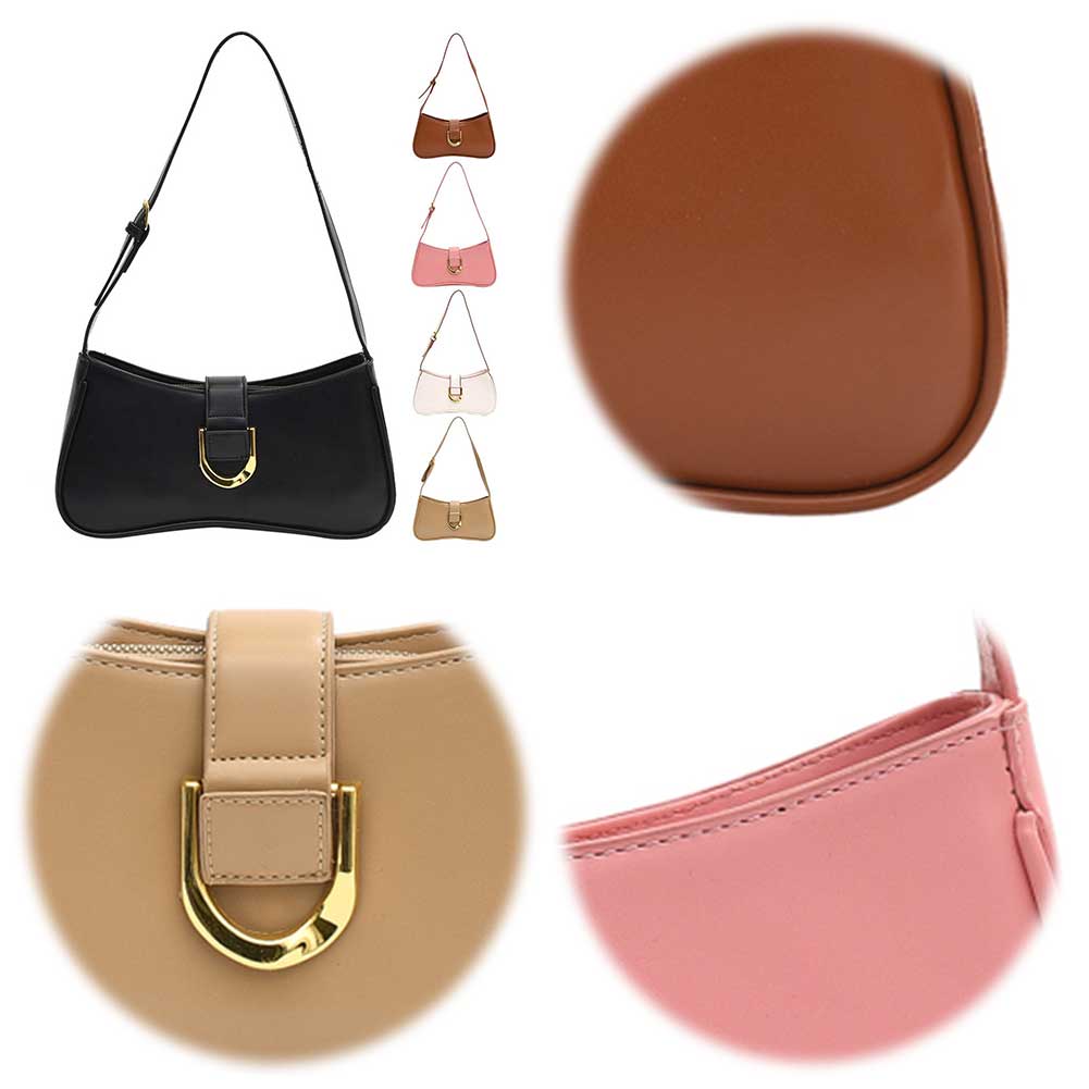 Women PU Underarm Bag Large Capacity Stylish Armpit Bag Solid Color Elegant Tote Purse Adjustable Strap for Outdoor Travel