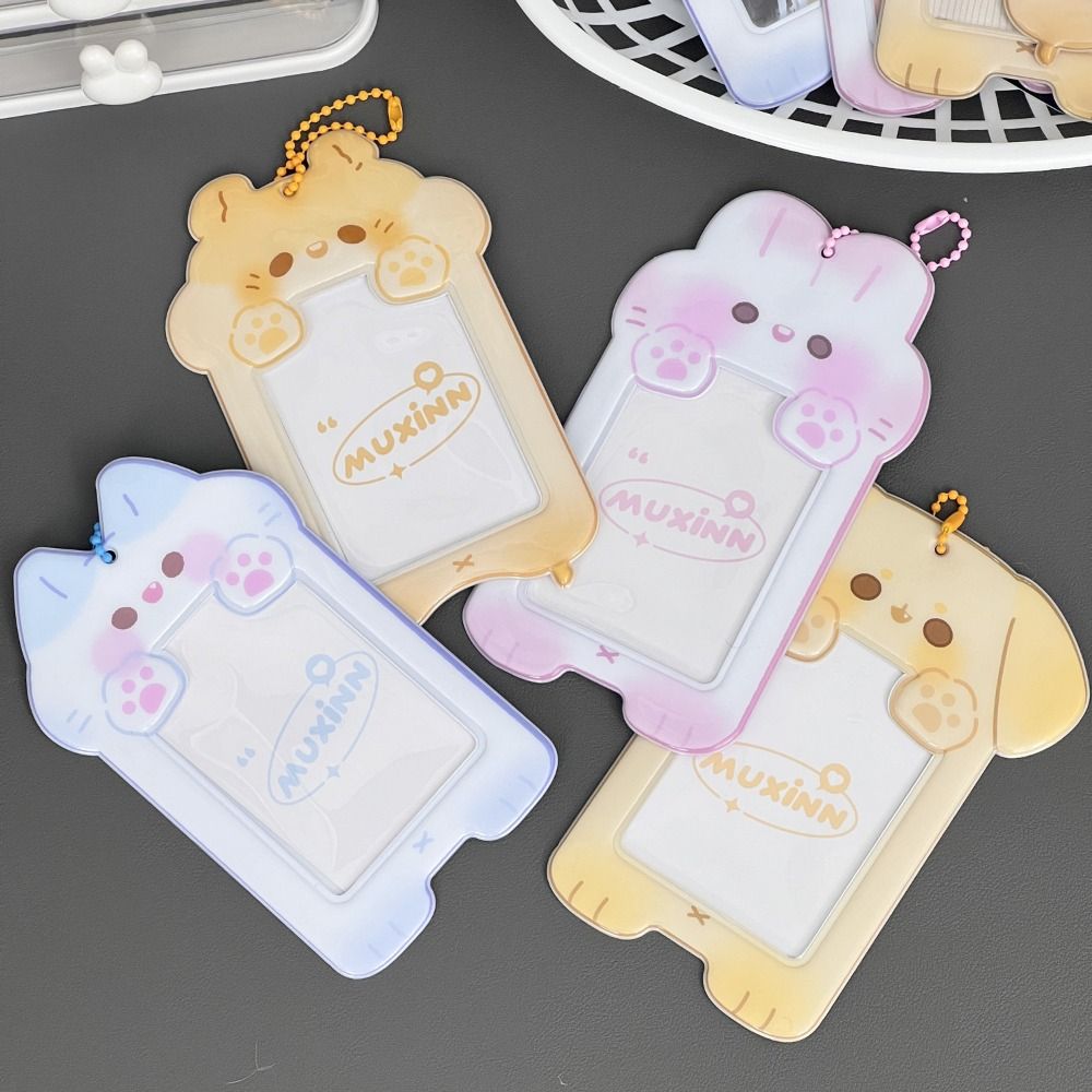 Animal Photocard Holder Portable Hanging Ornaments Hamster ID Card Cover Cartoon Photo Holde