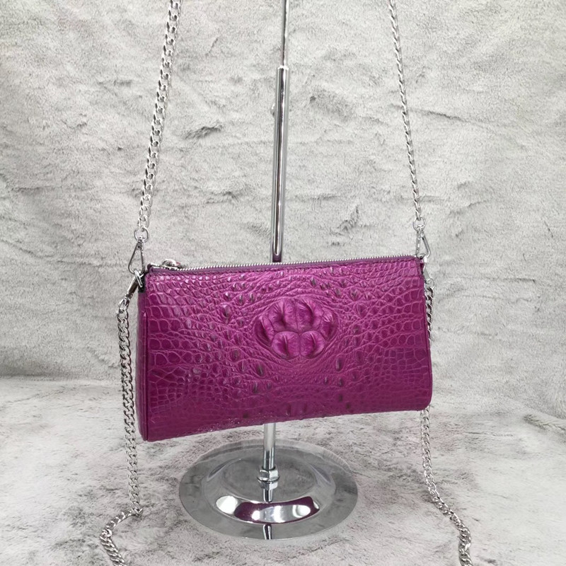 Exotic Alligator Skin Lady Small White Purse Female Large Phone Clutch Genuine Crocodile Leather Women Single Cross Shoulder Bag