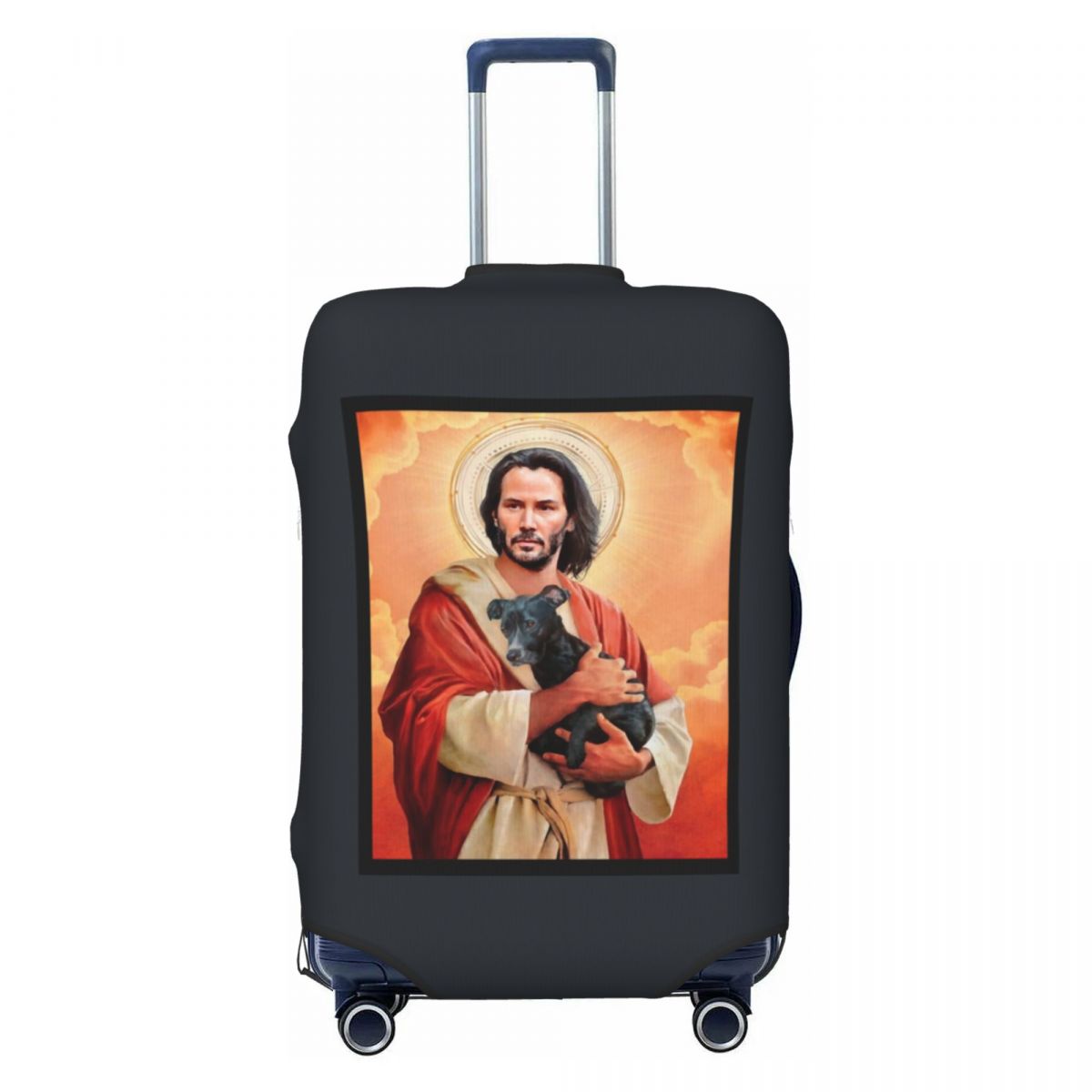 Jesus And Dog Suitcase Cover Painting Strectch Business Protection Luggage Supplies Flight Xmas Gift