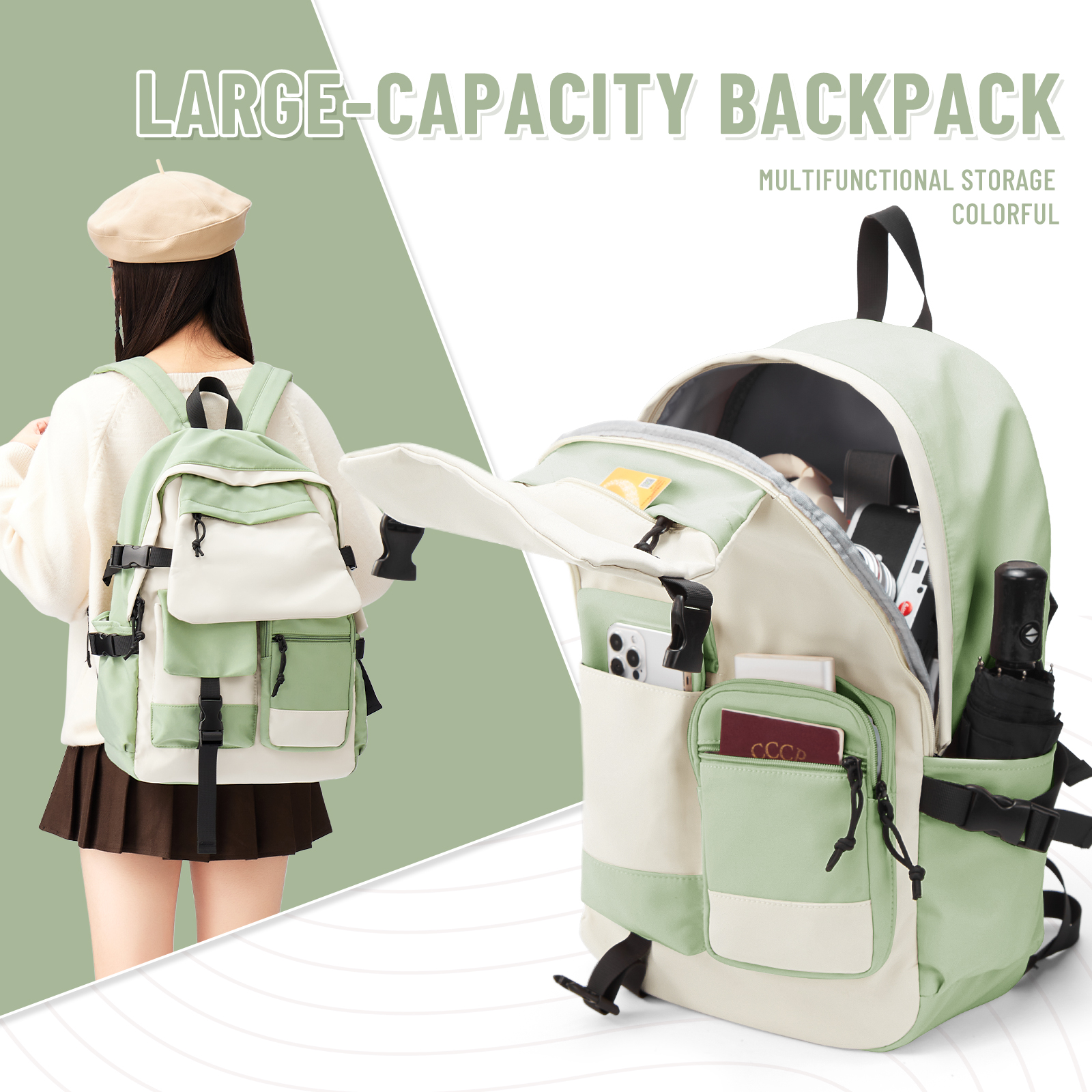 School Backpack for Girls Canvas Bag Waterproof Trendy Travel bag Casual Daypack Bookbag Kawaii Children's Backpack Schoolbag