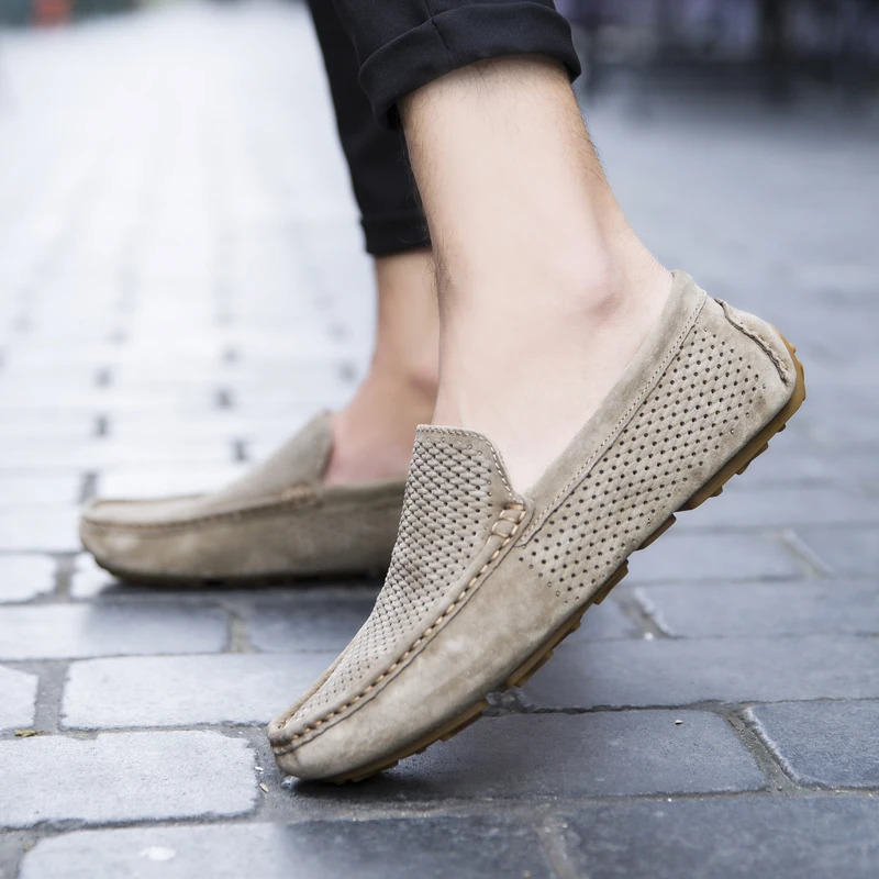 Genuine Leather Men Shoes Casual Slip on Summer er Loafers Men Moccasins Breathable Italian Men Driving Shoes 241106