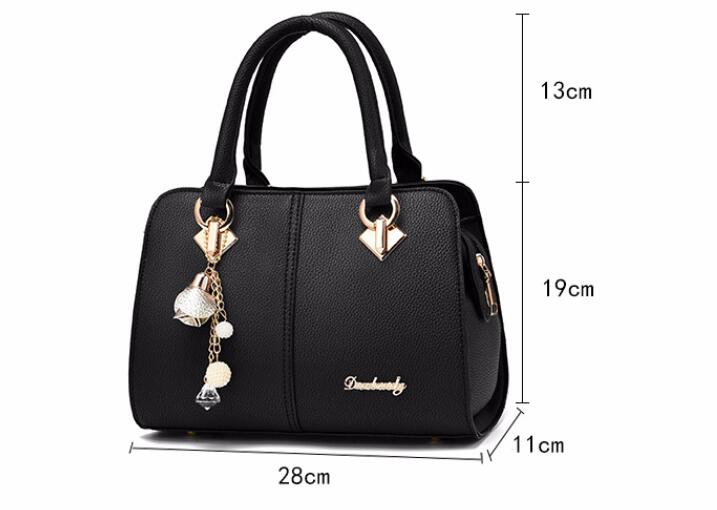 New style Ladies new one-shoulder handbag European and American fashion pu Boston crossbody bag huashen 28X11X19cm