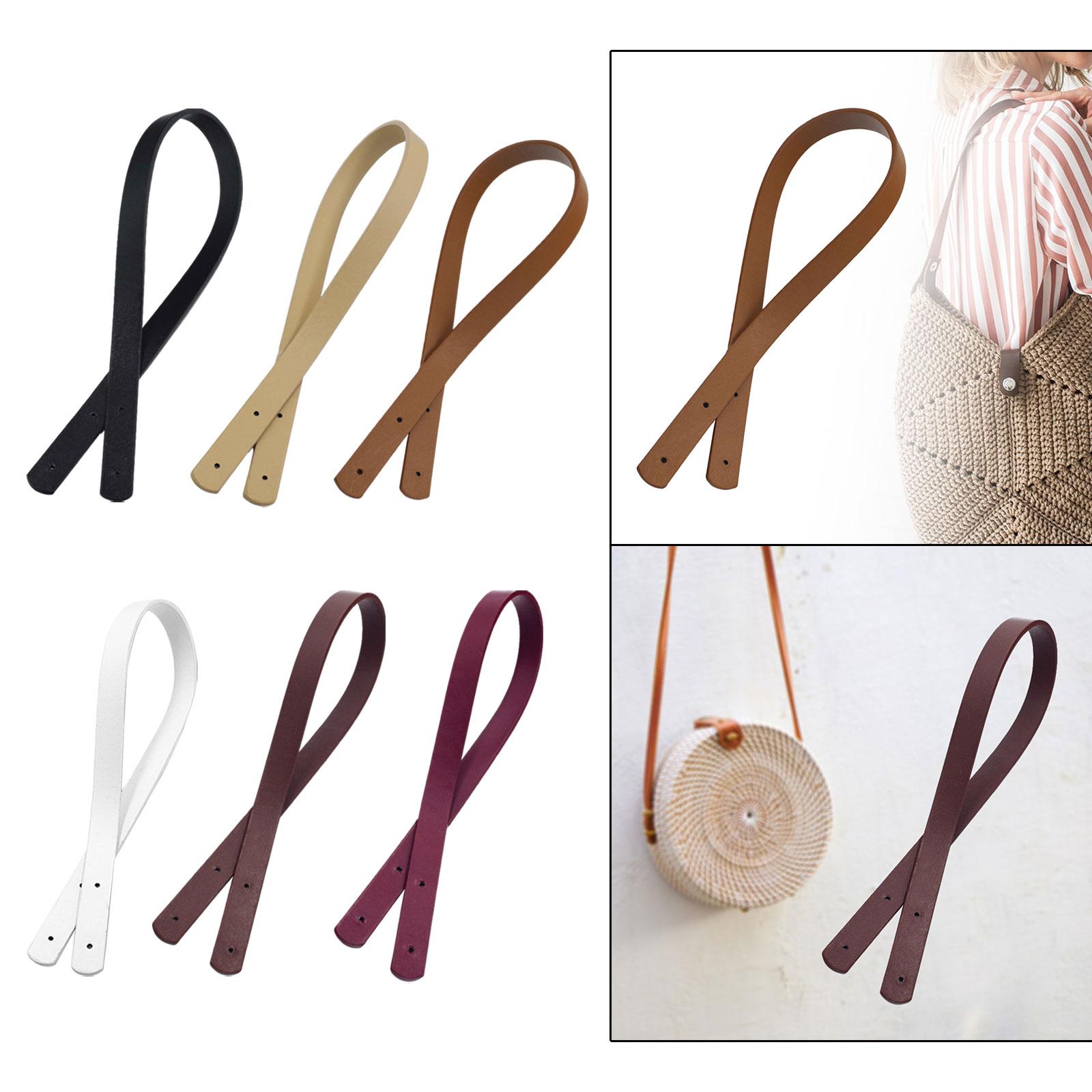 Tote Bag Strap PU Leather with Holes Belt Simple 60cm Solid Color Handbag Handle for DIY Women's Bag Shoulder Bag Handmade Bag