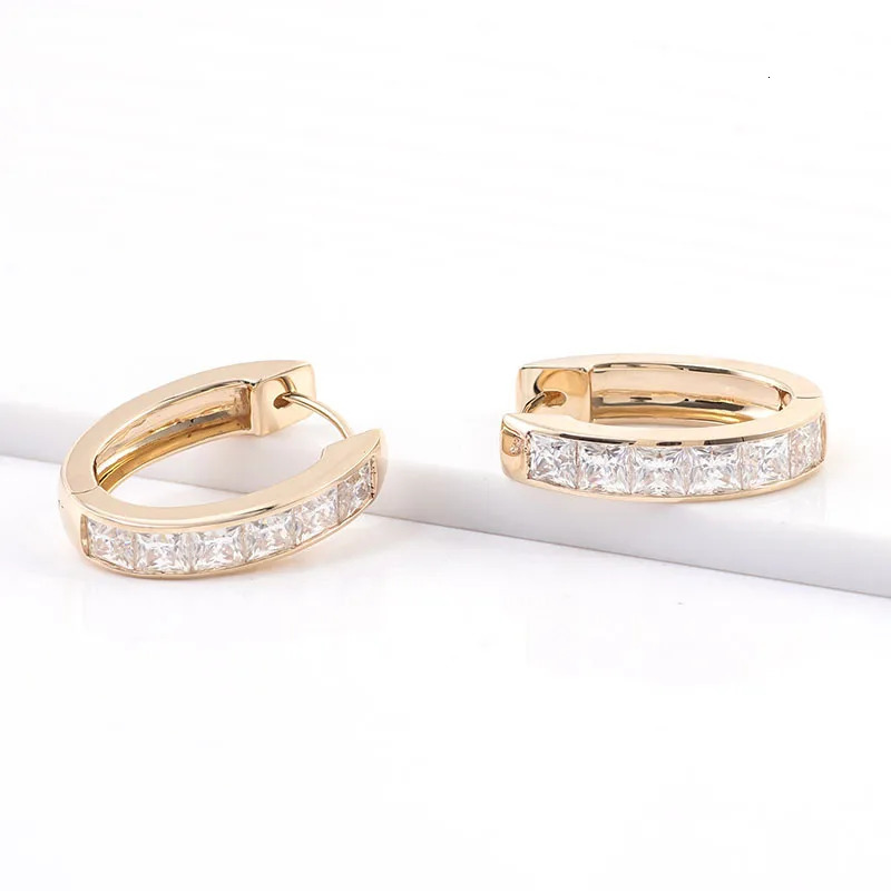Princess Cut 4.8ct high-quality earrings with 14k gold hoop and GRA certificate exquisite jewelry gift passed the test pen 241106