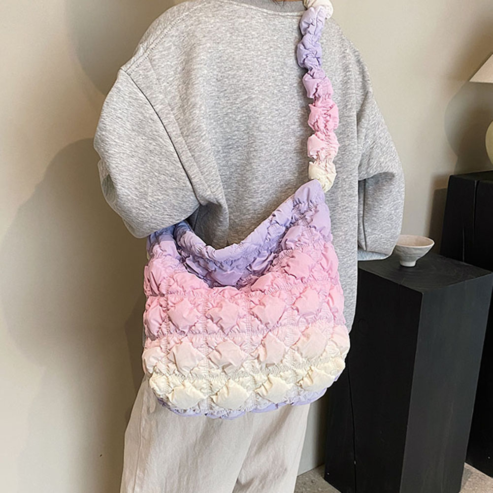 Fashion Pleated Cloud Bag for Women Designer Ruched Handbag Luxury Nylon Quilted Padded Shoulder Crossbody Bag Female Purse 2023