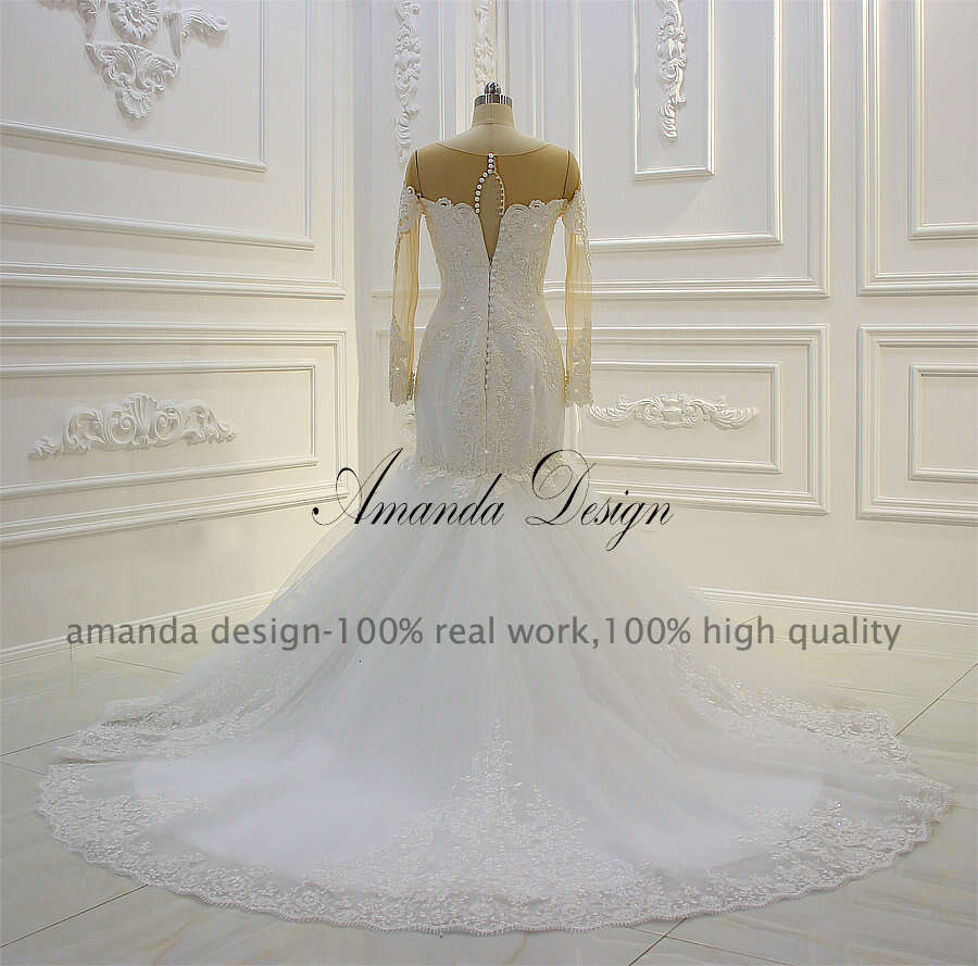 Amanda Design hochzeitskleid Lace Applique Mermaid Wedding Dress Long Sleeve