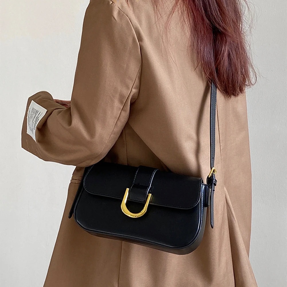 2024 New Women Patent Leather Crossbody Bags Fashion Retro Shoulder Bags Casual Solid Color Underarm Bag Ladies Handbag Tote