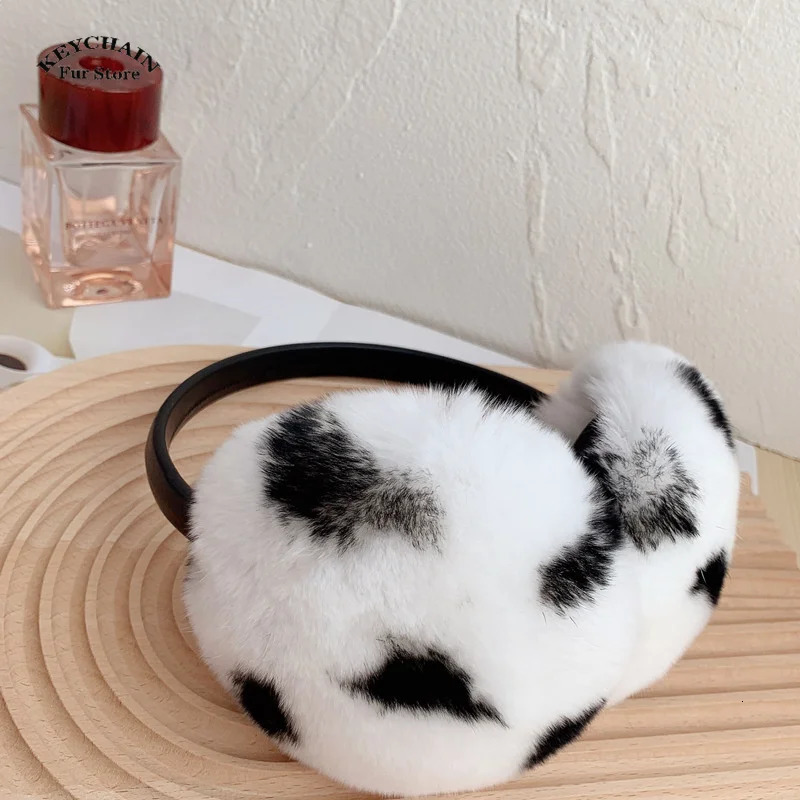 Womens Leopard Pattern Earrings Winter Earrings Soft Warm Fur Real Rex Rabbit Earrings Cold Weather Fur Eraser 241107