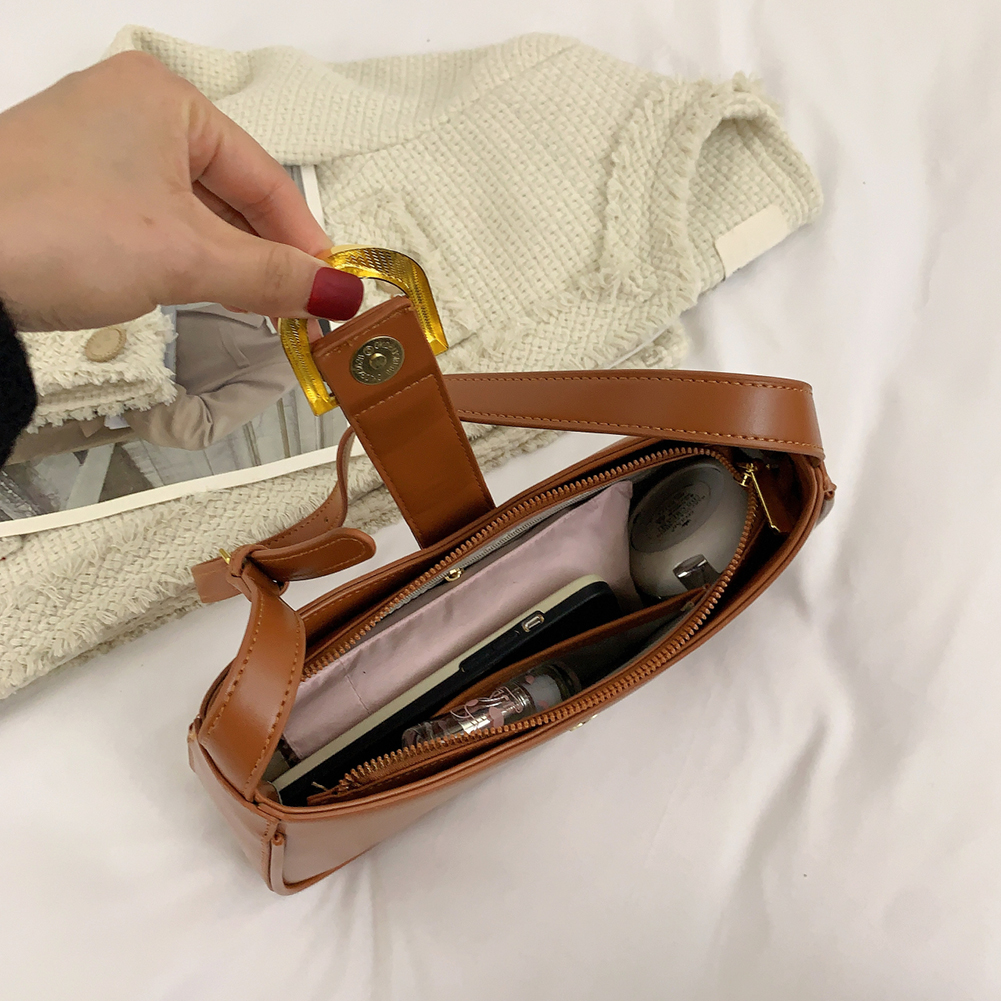 Women PU Underarm Bag Large Capacity Stylish Armpit Bag Solid Color Elegant Tote Purse Adjustable Strap for Outdoor Travel