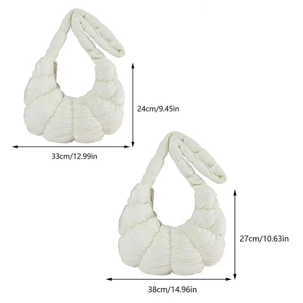Bedding womens shoulder bag pleated cloud fashion garbage bag cotton pad solid handbag large capacity inflatable cross bag 241106