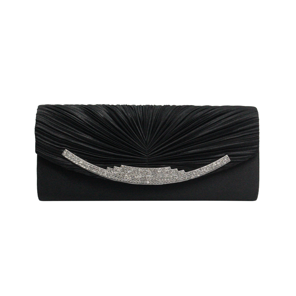 Hot Sale Pleated Drape Satin Clutch Bag Diamonds Crystal Evening Bag for Lady Woman Girl Female