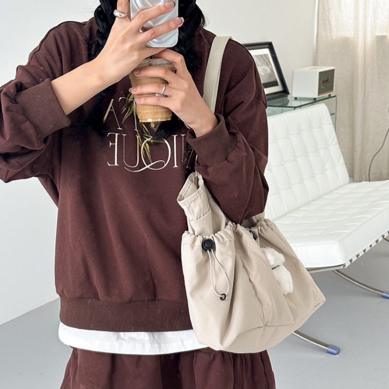 Comfortable Wearresistant Shoulder Bag Large Capacity Fashionable Versatile Nylon Tote Bag Student Class Simple Commuting Bag