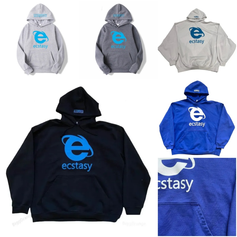 Men's Hoodies Streetwear Ecstasy Hoodie Y2k Mens Hip Hop Letter Printing Oversized Pullover Sweatshirt Harajuku Gothic Tops Clothes 873