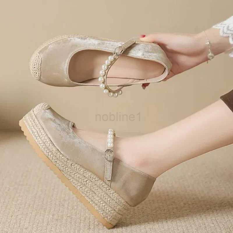 Casual shoes High H Wen Marie Janes Shoes New Weave Wedges Platform Dress Party Shoes 2024 Spring Re Sandals Pumps Fem Zapatillas Z241107