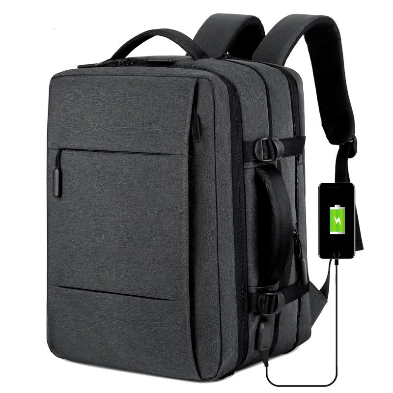 Mens large capacity backpack with USB charging mens laptop bag waterproof business travel backpack 241106