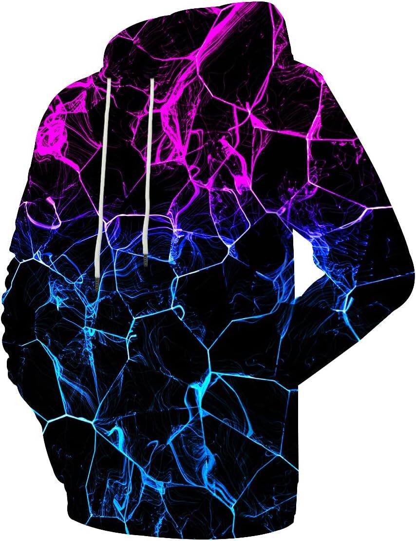 Hoodie for Mens Womens Unisex Colorful Graphic Hoodies 3D Print Cool Sweatshirt Cool Design with Pocket for Men and Women Graphic Fashion black