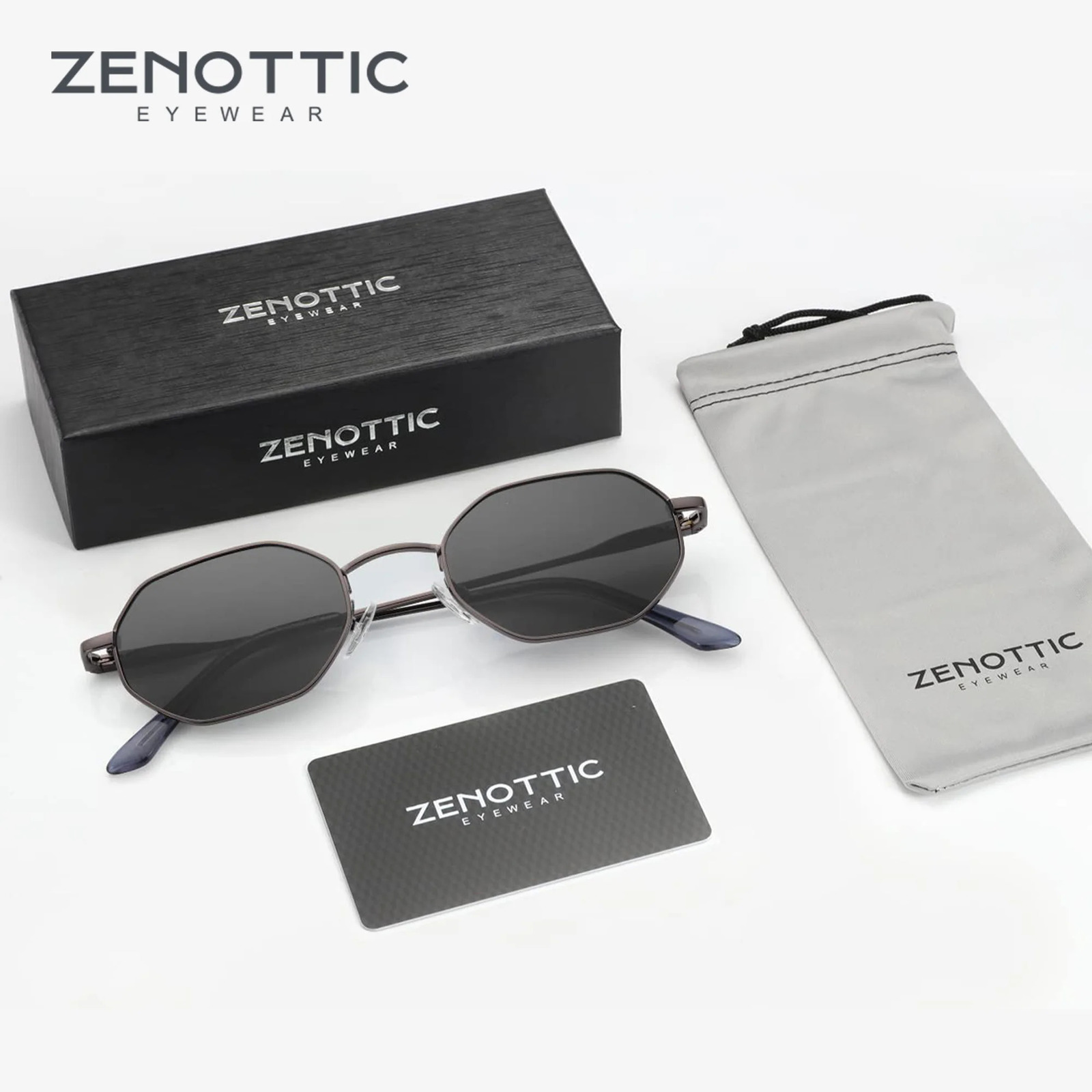 ZENOTTIC Retro Small Polygon Polarized Sunglasses Womens Metal UV400 Sunglasses Mens Anti UV400 Goggles 241106