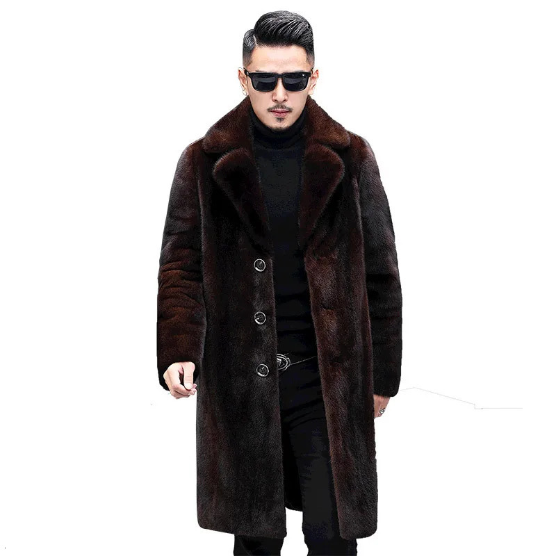 mink coat artificial fur winter coat fur integrated mink suit collar windbreaker single row button 241107