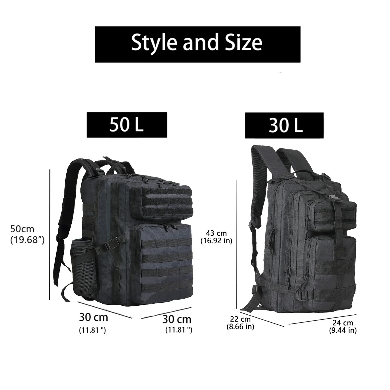 SYZM 30L/50L Large Capacity Mens Tactical Backpack Soft Backpack Outdoor Rucksack Hiking Hunting Sports Travel Bag 241106
