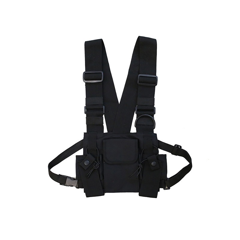 Tactical Vest Nylon Military Vest Chest Rig Pack Pouch Holster Tactical Harness Walkie Talkie Radio Waist Pack For Two Way Radio