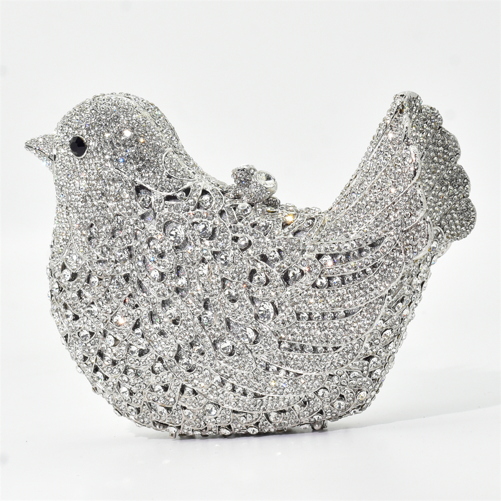 Latest Design Women Wedding Clutches Bags Purse for Bride Colorful Diamonds Purse Handbag Animal Bird Handmade Bridal Purses