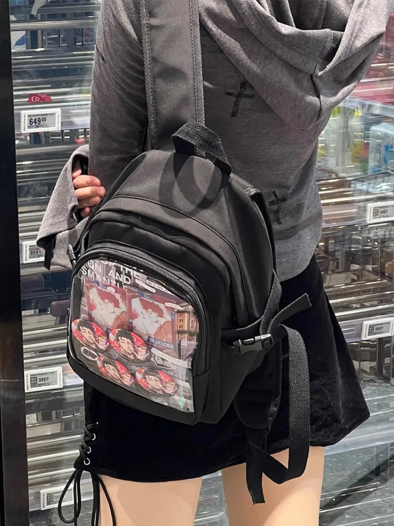 2024 Spring Ita Bag Sweet Transparent Backpack Canvas Japanese Women Cute Display School Bag Simple 241107