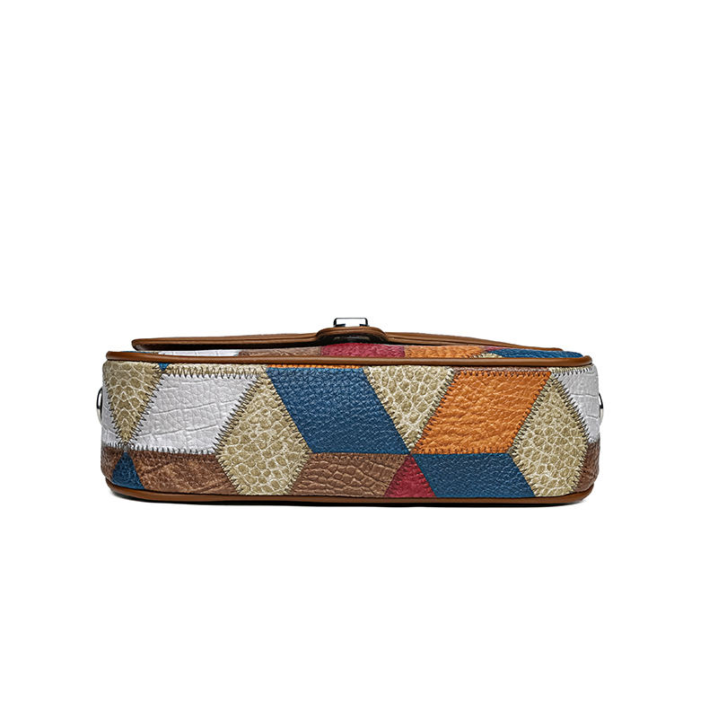 Ladies Messenger Bag New Solid Color Splicing New Trendy Wide Shoulder Strap Small Square Bag Retro Casual Simple Crossbody Bag