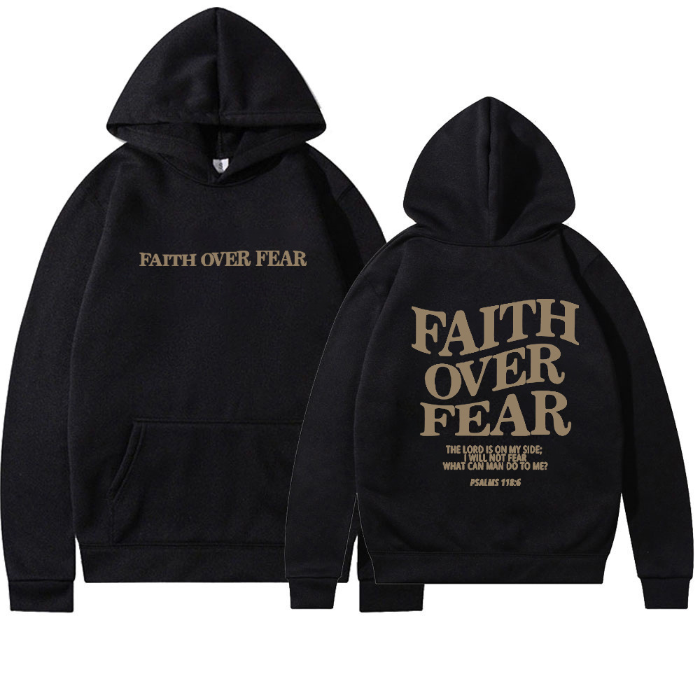 New long sleeved FaithOverFear printed hooded sweatshirt designer trendy T-shirt fashion hoodie