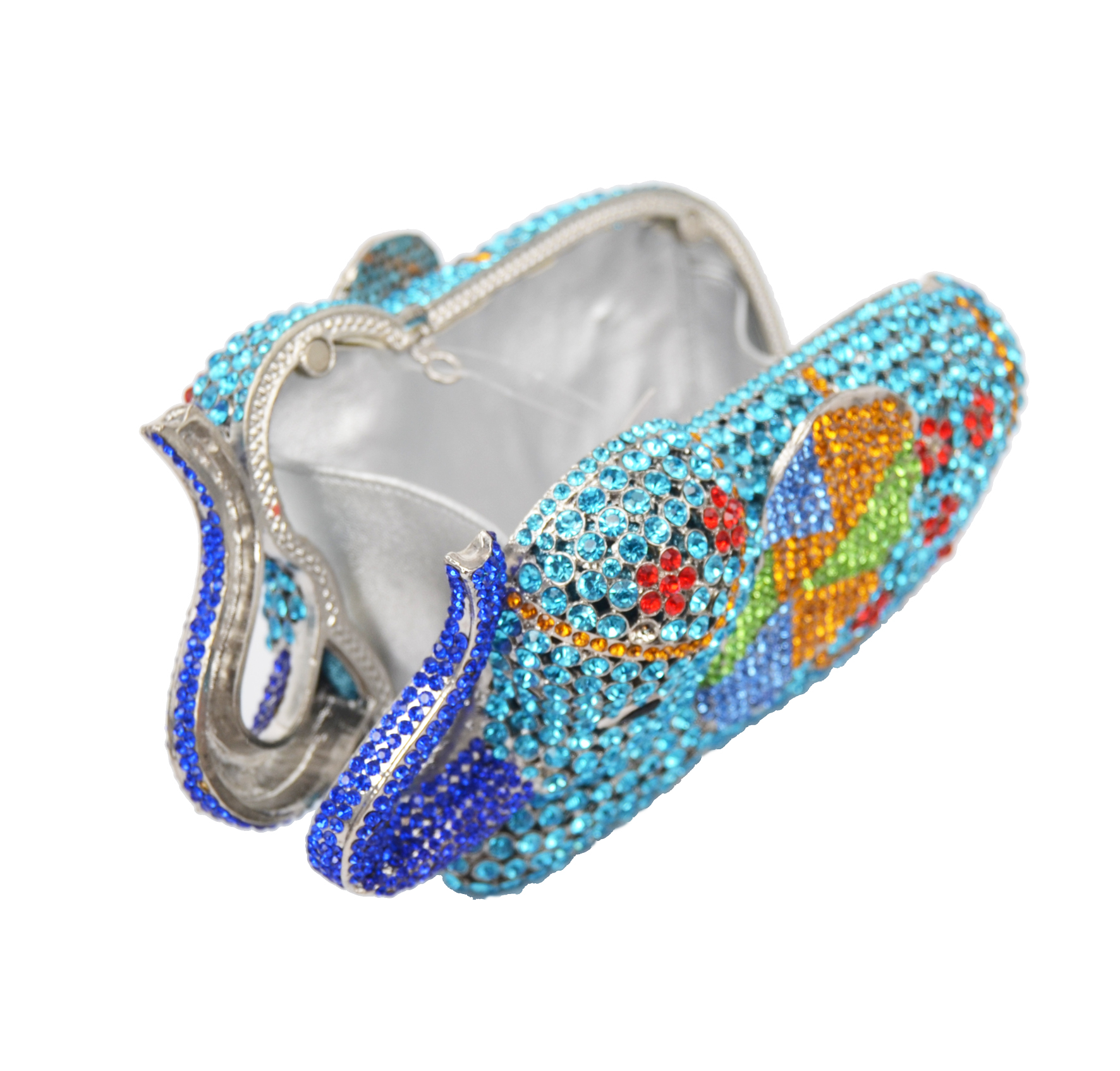 Fashion Newest Luxury Crystal Diamond Elephant Evening Bag Deluxe Indian Rhinestones Metal Zinc Alloy Bridal Party Purse SC487