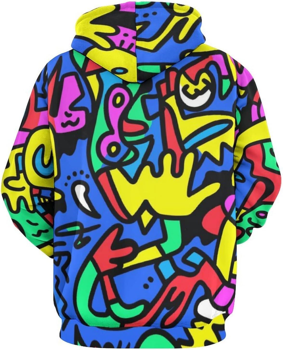 Hoodie for Mens Womens Unisex Novelty Hip-Hop Graffiti Hoodie, Stylish Street Personality Graffiti Sweatshirt Graphic Trendy graffiti patterns