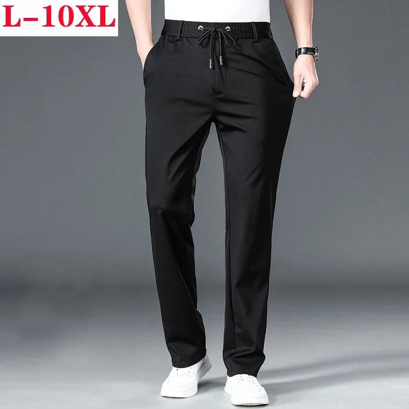10XL Oversize Men Business Pants Man Elegant Formal Trousers Dress Social Elastic Waist Loose Male Work Slim Suit 241104