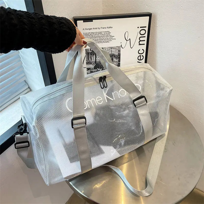 Summer beach bag transparent jelly bag waterproof womens handheld swimming PVC sports and fitness single shoulder travel bag 241106