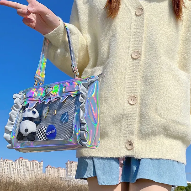 High-capacity Elegant Totes for Women New Trendy Ita Bag 2024 Sweet Popular Transparent Crossbody PU Clear Shoulder Bag Bolsa