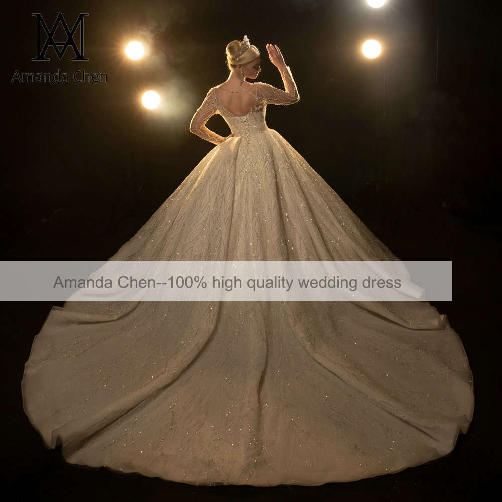 Long Sleeve Glitter Mermaid Wedding Dress